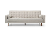 Sofa Bed 3 Seater Button Tufted Lounge Set for Living Room Couch in Fabric Beige Colour - Front View