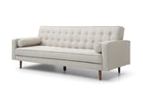 Sofa Bed 3 Seater Button Tufted Lounge Set for Living Room Couch in Fabric Beige Colour - Side View