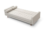 Sofa Bed 3 Seater Button Tufted Lounge Set for Living Room Couch in Fabric Beige Colour - Top-Down View