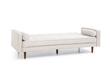 Sofa Bed 3 Seater Button Tufted Lounge Set for Living Room Couch in Fabric Beige Colour - 45-Degree Angle