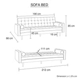 Sofa Bed 3 Seater Button Tufted Lounge Set for Living Room Couch in Fabric Beige Colour - Rear View