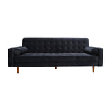 Sofa Bed 3 Seater Button Tufted Lounge Set for Living Room Couch in Velvet Black Colour - Front View