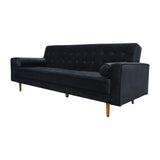 Sofa Bed 3 Seater Button Tufted Lounge Set for Living Room Couch in Velvet Black Colour - Side View