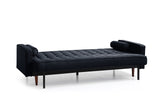 Sofa Bed 3 Seater Button Tufted Lounge Set for Living Room Couch in Velvet Black Colour - 45-Degree Angle