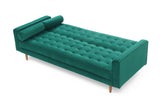 Sofa Bed 3 Seater Button Tufted Lounge Set for Living Room Couch in Velvet Green Colour - Front View
