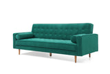 Sofa Bed 3 Seater Button Tufted Lounge Set for Living Room Couch in Velvet Green Colour - Side View