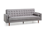 Sofa Bed 3 Seater Button Tufted Lounge Set for Living Room Couch in Fabric Grey Colour - Front View