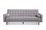 Sofa Bed 3 Seater Button Tufted Lounge Set for Living Room Couch in Fabric Grey Colour - 45-Degree Angle