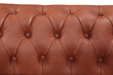 Single Seater Brown Sofa Lounge Button Tufted in Faux Leather - 45-Degree Angle