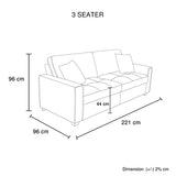 3 Seater Sofa Set Polyester Fabric Charcoal Multilayer Two Pillows Individual Pocket Spring - 45-Degree Angle
