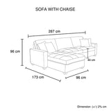 Corner Sofa Chaise Polyester Fabric Multilayer Two Pillows Individual Pocket Spring - Close-Up Angle