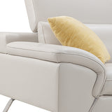 5 Seater Lounge Cream Colour Leatherette Corner Sofa Couch with Chaise - 45-Degree Angle