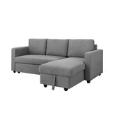 Murry 2 Seater Sofa Bed With Pull Out Storage Corner Lounge Set In Grey With Chaise - Front View