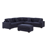 Orion Corner Sofa Premium Fabric Upholstery Padded Seat Wooden Frame Rubber Wooden Legs with Ottoman - Front View
