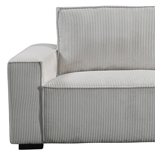 3 Seater Sofa Beige Colour Fabric Upholstery Wooden Structure Knock Down Feature In Back & Arms