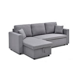 Multifunctional Sofa Bed Fabric Upholstery Chaise Section Comfy Cushions Armrests - Front View