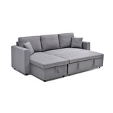 Multifunctional Sofa Bed Fabric Upholstery Chaise Section Comfy Cushions Armrests - Side View