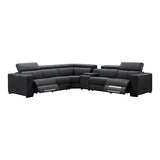 Washington Genuine Leather 6 Seater Corner Sofa With 2 Electric Recliners And Reversible Console - Front View