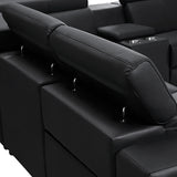 Washington Genuine Leather 6 Seater Corner Sofa With 2 Electric Recliners And Reversible Console - Top-Down View