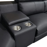 Washington Genuine Leather 6 Seater Corner Sofa With 2 Electric Recliners And Reversible Console - Close-Up Angle