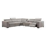 Washington Genuine Leather 6 Seater Corner Sofa With 2 Electric Recliners And Reversible Console - Front View