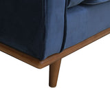 Single Seater Armchair Sofa Modern Lounge Accent Chair in Soft Blue Velvet with Wooden Frame - Rear View