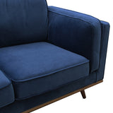 3 Seater Sofa Soft Blue in Soft Blue Velvet Fabric Lounge Set for Living Room Couch with Wooden Frame - Side View