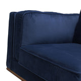 3 Seater Sofa Soft Blue in Soft Blue Velvet Fabric Lounge Set for Living Room Couch with Wooden Frame - Top-Down View