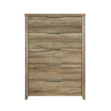Tallboy with 5 Storage Drawers Natural Wood like MDF in Oak Colour