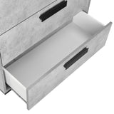 Dressing Chest With 6 Storage Drawers MDF Mirror Combination of Black & Cement Colour - Side View