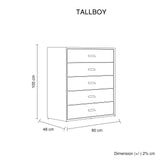 Estella Tallboy MDF Construction Fabric Upholstery Iron Feet - Top-Down View