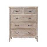 Tallboy Oak Wood Plywood Veneer White Washed Finish Storage Drawers - Front View