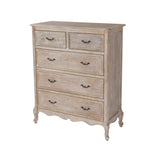 Tallboy Oak Wood Plywood Veneer White Washed Finish Storage Drawers - Side View