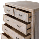Tallboy Oak Wood Plywood Veneer White Washed Finish Storage Drawers - Close-Up Angle