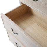 Tallboy Oak Wood Plywood Veneer White Washed Finish Storage Drawers - Low Angle