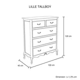 Tallboy Oak Wood Plywood Veneer White Washed Finish Storage Drawers - Extra Image