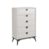 Tallboy with 5 Storage Drawers MDF Combination of Champagne and Black Colour - Front View