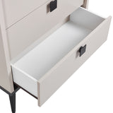 Tallboy with 5 Storage Drawers MDF Combination of Champagne and Black Colour - Side View