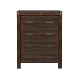 Tallboy with 4 Storage Drawers Solid Wooden Assembled in Chocolate Colour - Front View