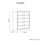 Prado Tallboy MDF Construction Fabric Upholstery Iron Feet - Top-Down View
