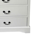 Tallboy with 5 Storage Drawers in Solid Wooden Metal Handles White Colour, image 3