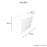 Tallboy MDF Brown Colour Waveform Design Three Drawers - 45-Degree Angle