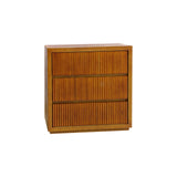 Tallboy MDF Brown Colour Waveform Design Three Drawers - Front View