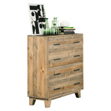 Tallboy with 4 Storage Drawers in Wooden Light Brown Colour - Side View