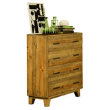 Tallboy with 4 Storage Drawers in Wooden Light Brown Colour - Front View