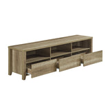 TV Cabinet 3 Storage Drawers with Shelf Natural Wood like MDF Entertainment Unit in Oak Colour - Side View