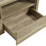 TV Cabinet 3 Storage Drawers with Shelf Natural Wood like MDF Entertainment Unit in Oak Colour - Top-Down View
