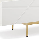 TV Cabinet MDF Glossy Storage Drawers Metal Base Entertainment Unit - 45-Degree Angle