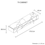 TV Cabinet MDF Glossy Storage Drawers Metal Base Entertainment Unit - Rear View
