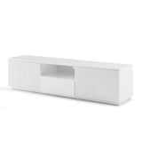 TV Cabinet Storage Drawer MDF Glossy Entertainment Unit in White colour - Front View